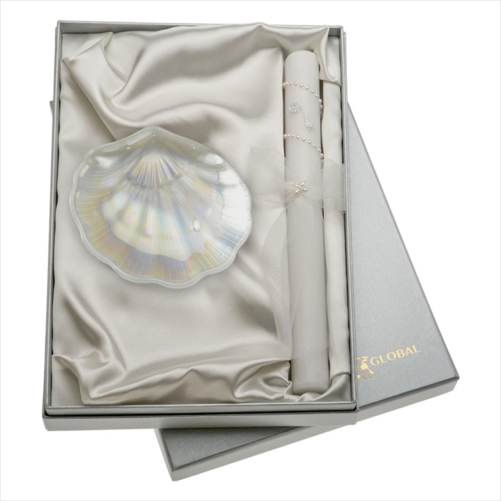 SET VELA PERLAS Y CONCHA BAUTISMO