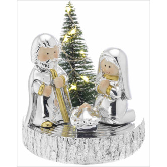 PESEBRE EN TRONCO PLATEADO