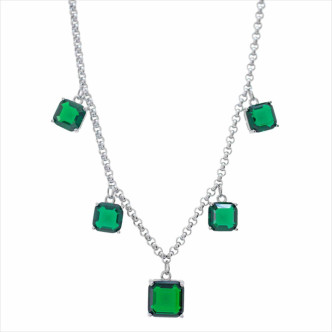 COLLAR ACERO SRA PIEDRAS VERDES