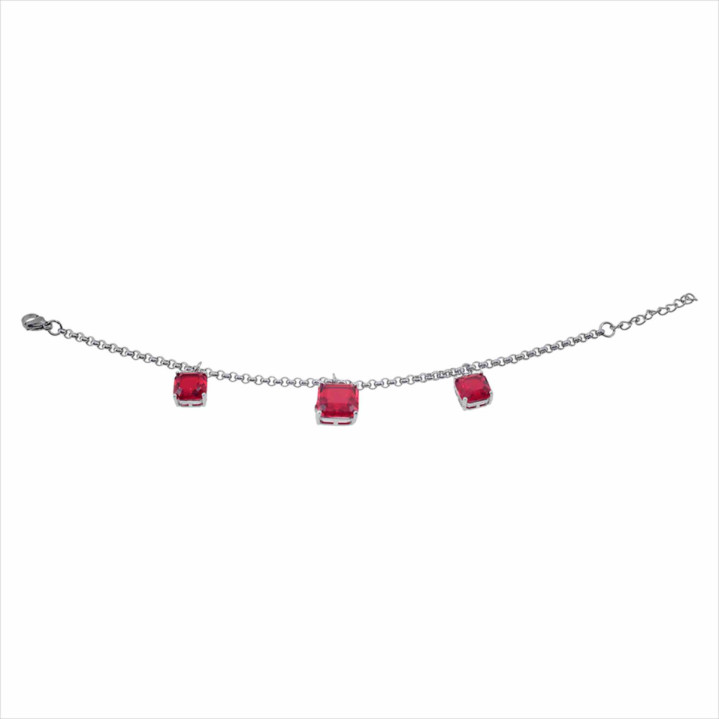 PULSERA ACERO SRA PIEDRAS ROJAS