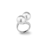 ANILLO PLATA 925  3.5CMS CIRCONITA PERLA CONCHA DOBLE