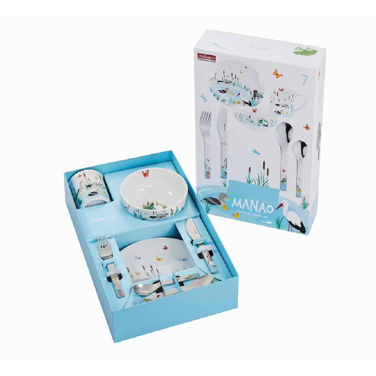 SET CUBIERTOS Y VAJILLA 7PCS MANAO