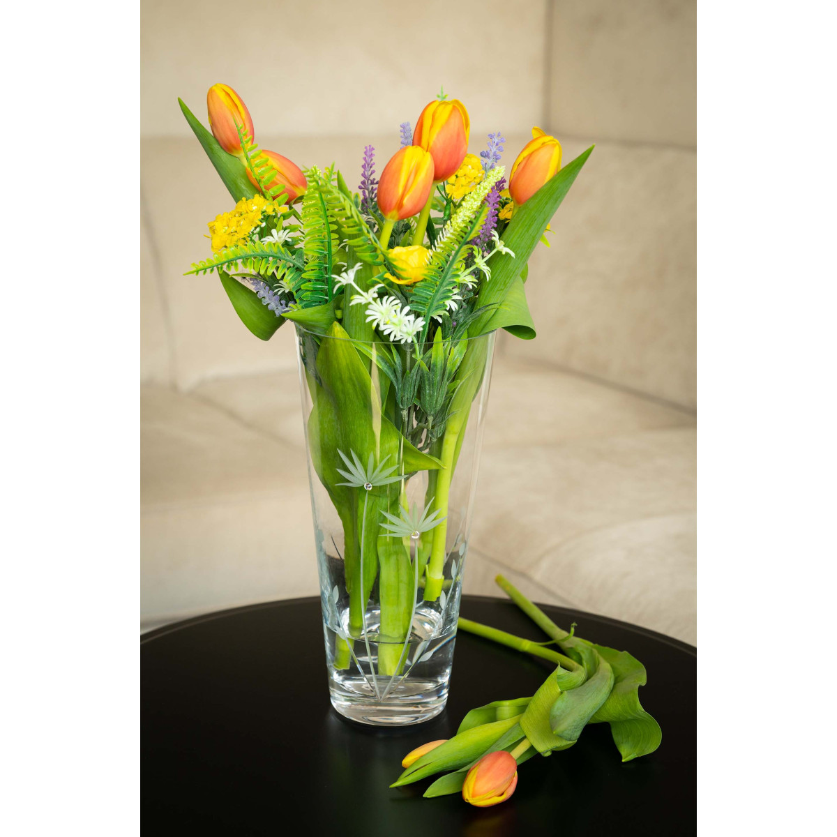 JARRON TALLADO FLORES PIEDRA 25CMS