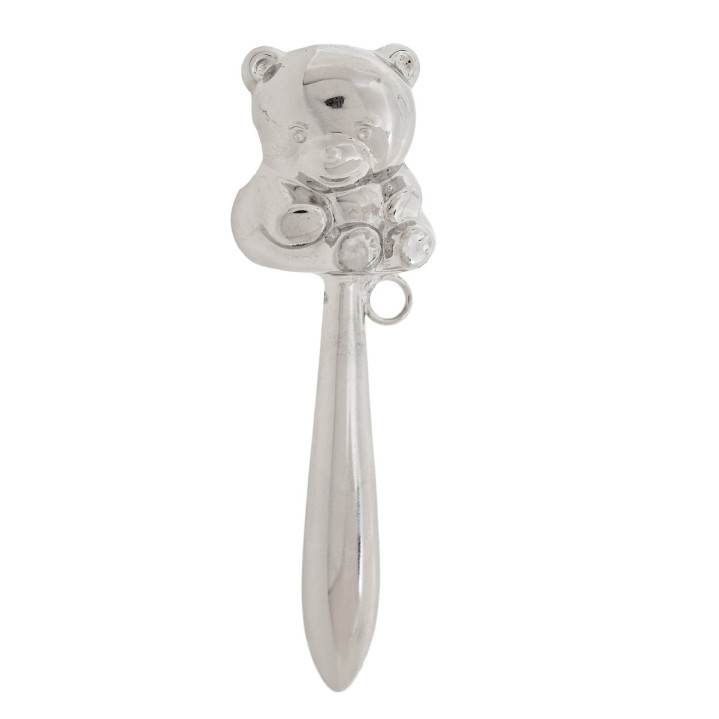SONAJERO OSO 13CMS LATON PLATEADO