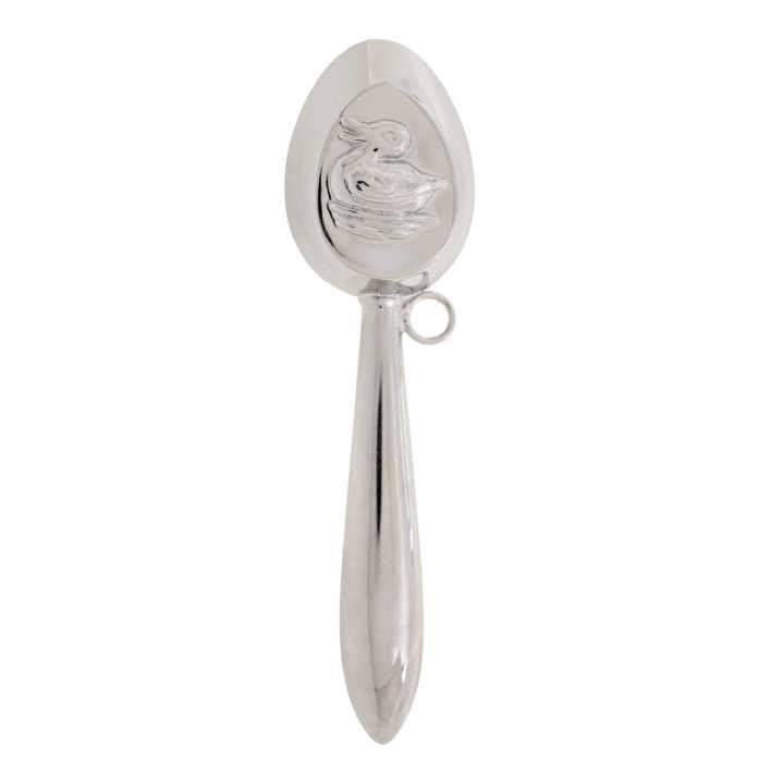 SONAJERO PATO LATON PLATEADO 13CMS