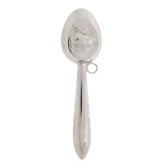 SONAJERO PATO LATON PLATEADO 13CMS