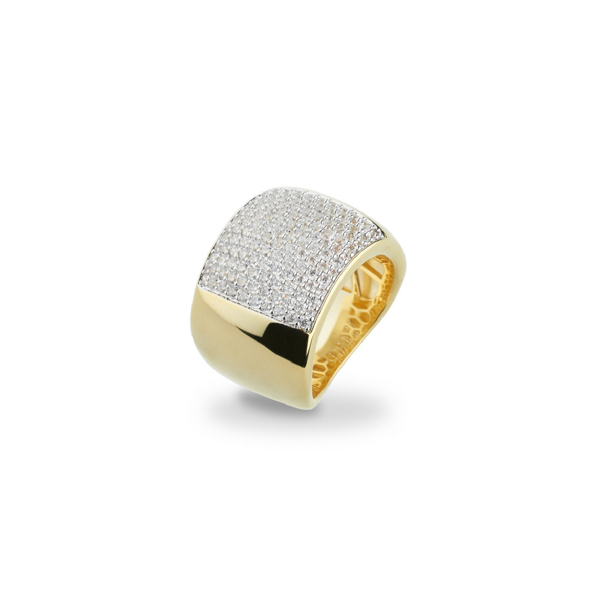ANILLO BRONCE DORADO 18KT Y CIRCON.