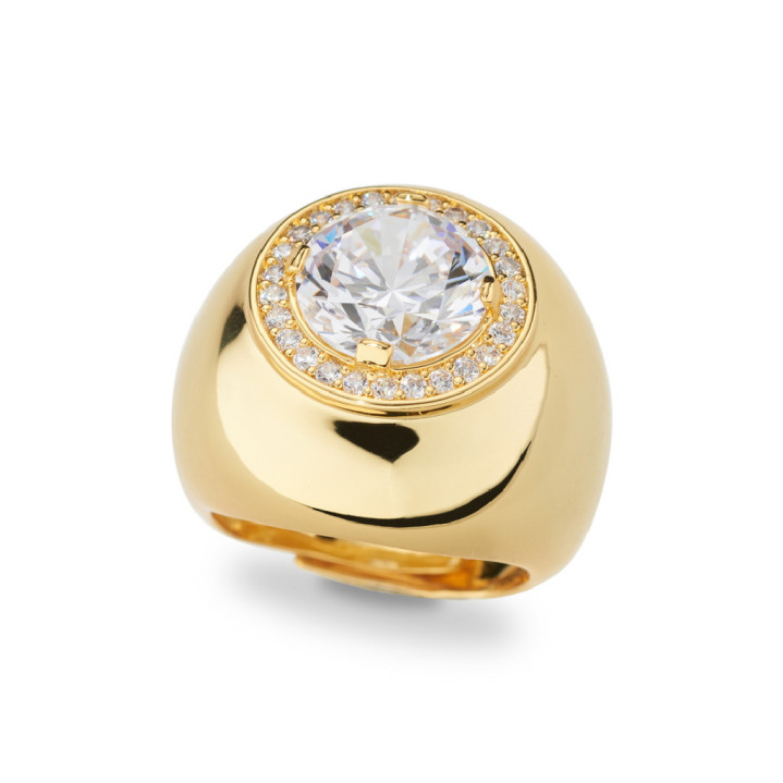 ANILLO BRONCE DORADO 18kT CIRCON.