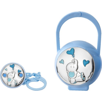 SET PINZA+P.CHUPETES ELEFANTE CORAZ. CEL