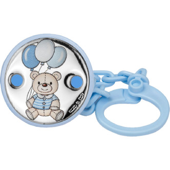 PINZA CHUPETES OSO GLOBOS CELESTE