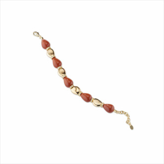 PULSERA BRONCE B. ORO 18kt  PASTA CORAL 19+5CMS
