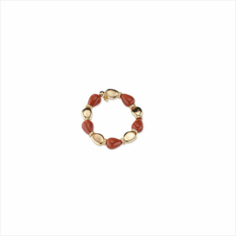 PULSERA BRONCE B. ORO 18kt  PASTA CORAL 5CMS DIAM.