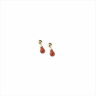 PENDIENTES BRONCE B. ORO 18kt  PASTA CORAL 4CMS