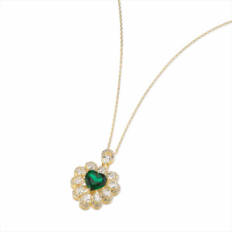 COLLAR PLATA 925 CIR. ESMERAL CORAZON 40+5