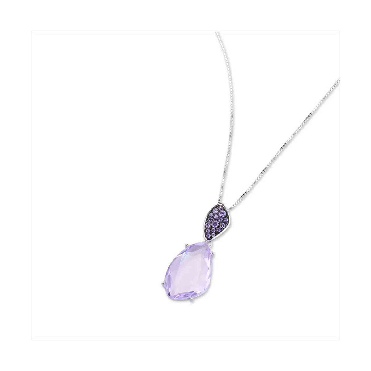 COLLAR PLATA 925 CIRCON. LAVANDA 40+5