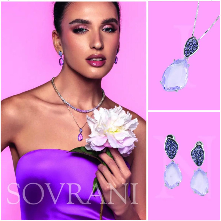 COLLAR PLATA 925 CIRCON. LAVANDA 40+5