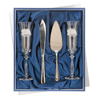 ESTUCHE COPAS Y SERVICIO TARTA