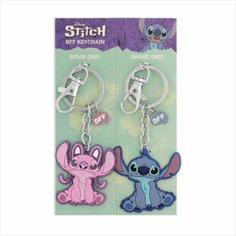 SET LLAVEROS ANGEL & STITCH