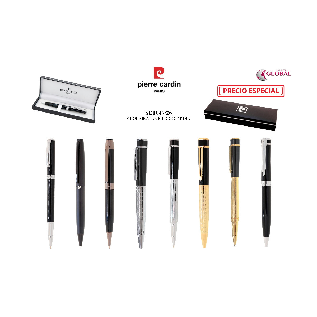 SET 8 BOLIGRAFOS PIERRE CARDIN