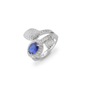 ANILLO FLOR AZUL PLATA 925 M16