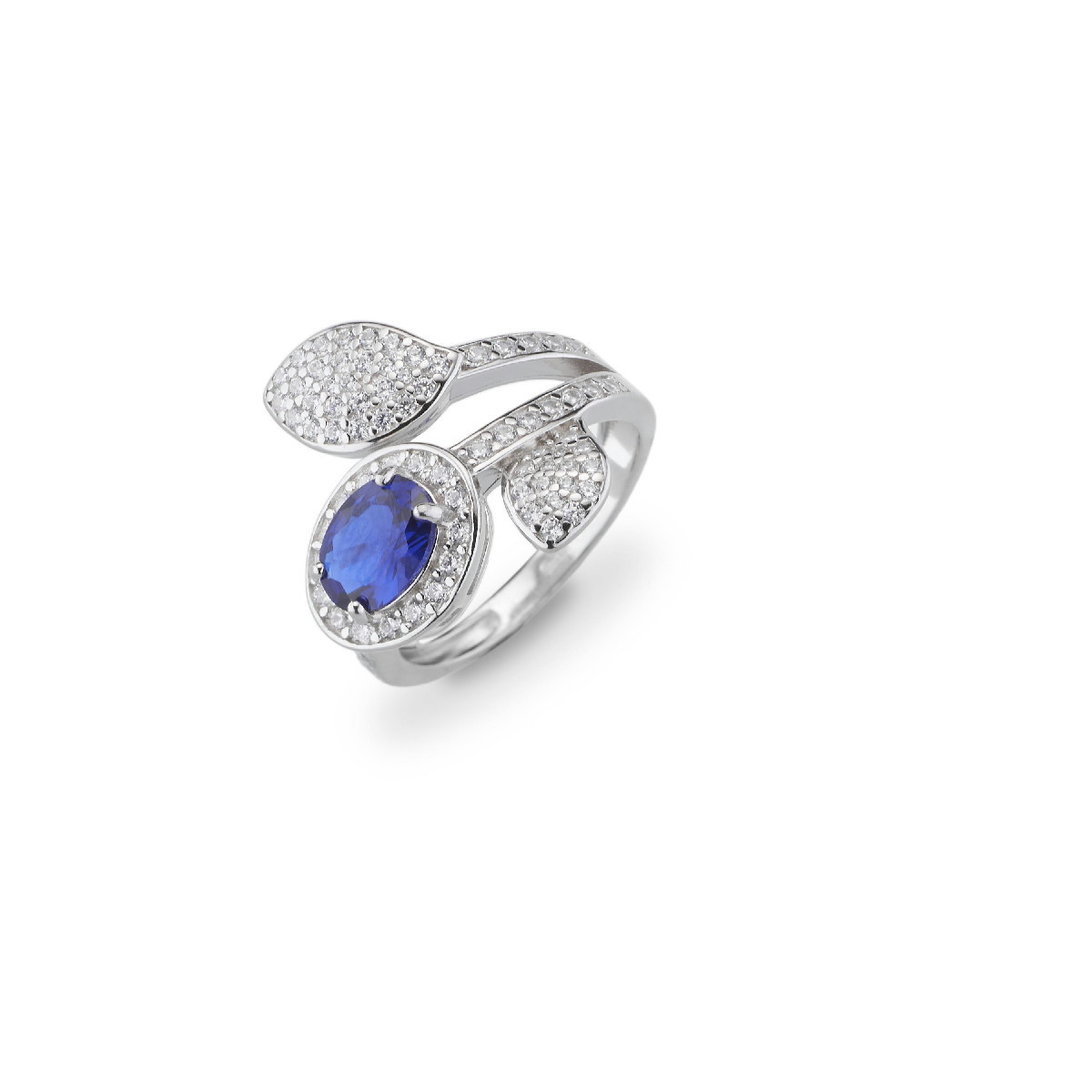 ANILLO FLOR AZUL PLATA 925 M16