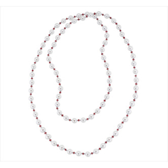COLLAR BRONCE PERLA Y CRISTAL ROSA 110CMS