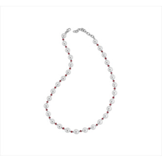 COLLAR BRONCE PERLA CRISTAL ROSA 45+5CMS