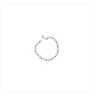 PULSERA BRONCE PERLA Y CRISTAL ROSA 19+3 CMS