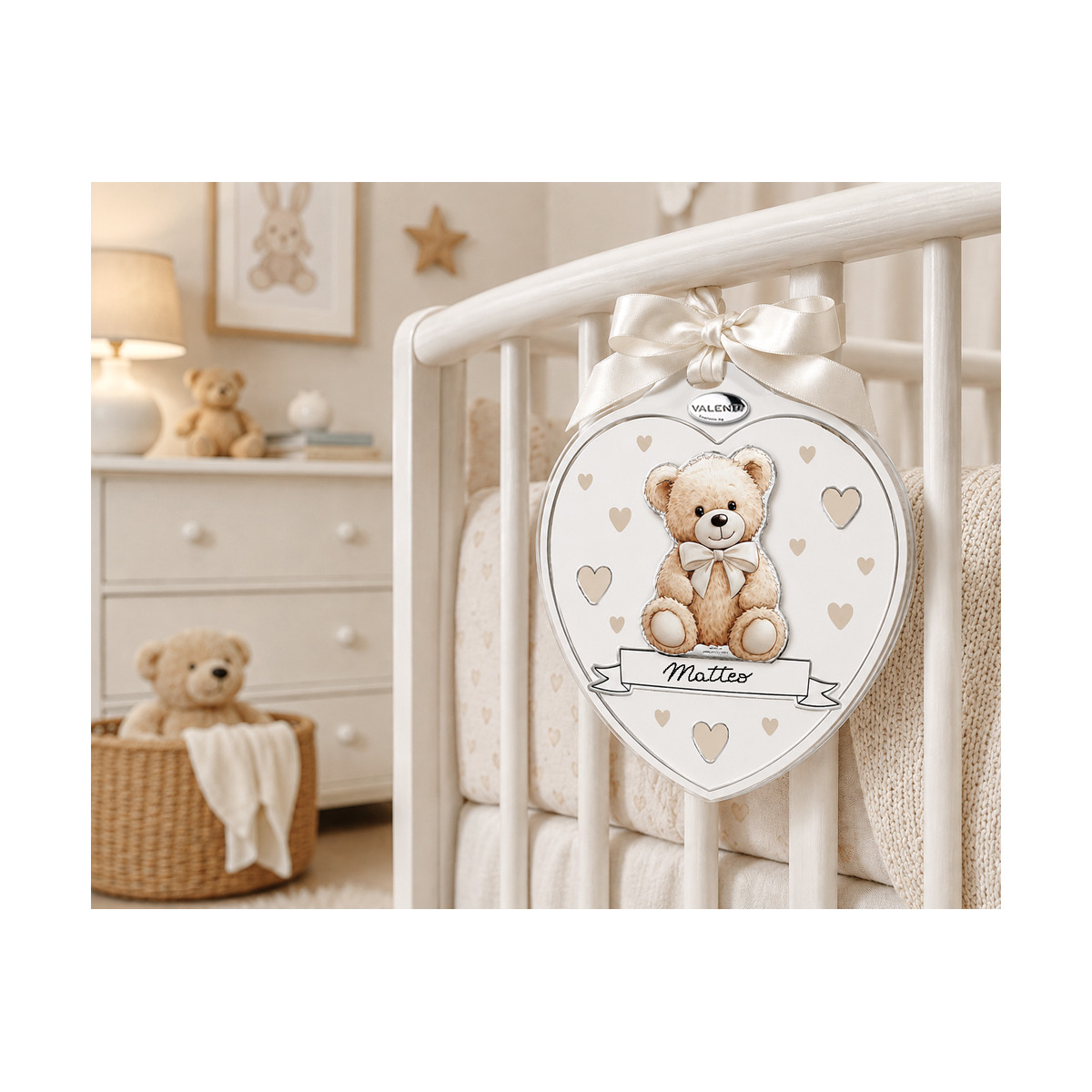 MEDALLON OSO MADERA LAZO BEIGE 13X15