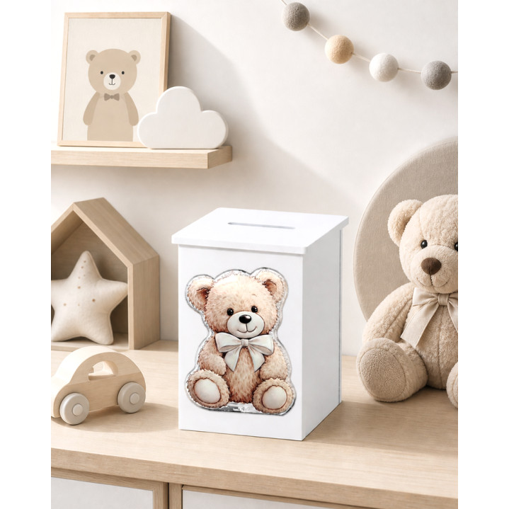 HUCHA BLANCA OSO 8X8X11,6CMS
