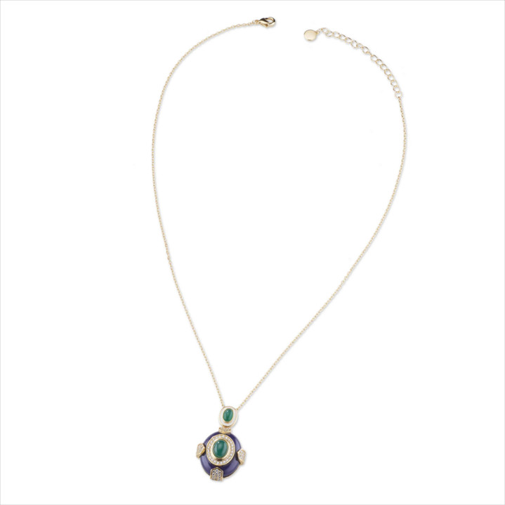 COLLAR BRONCE VERDE, ESMALTE CIRC. 42+6CMS